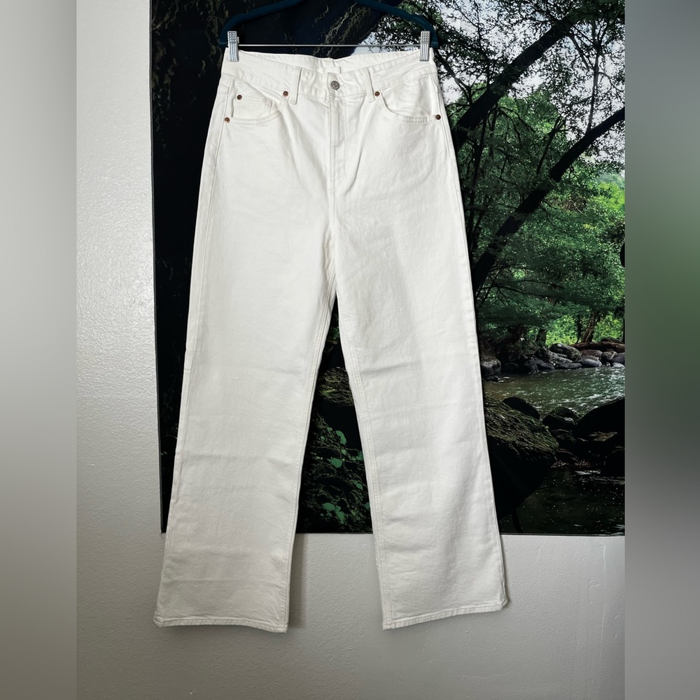 H&M Womens Size 12 White Wide Straight Leg Jean Pant